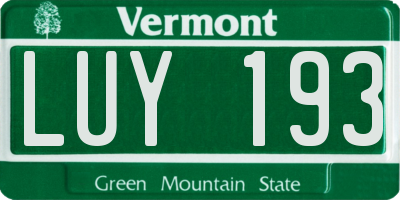 VT license plate LUY193