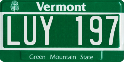 VT license plate LUY197