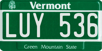 VT license plate LUY536