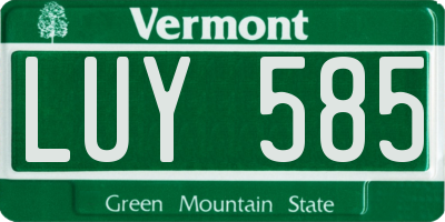 VT license plate LUY585