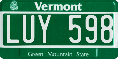 VT license plate LUY598