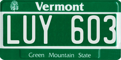 VT license plate LUY603