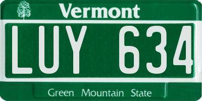 VT license plate LUY634
