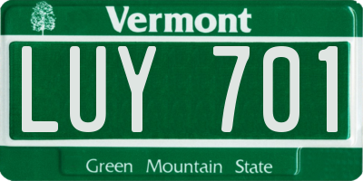 VT license plate LUY701
