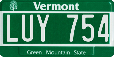 VT license plate LUY754