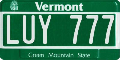 VT license plate LUY777