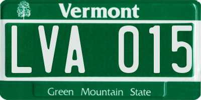 VT license plate LVA015
