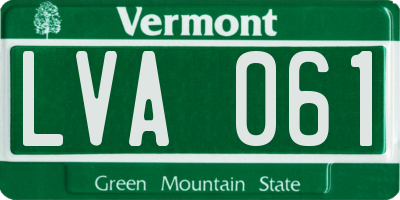 VT license plate LVA061