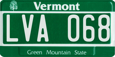 VT license plate LVA068