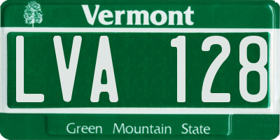 VT license plate LVA128