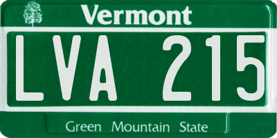 VT license plate LVA215