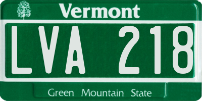 VT license plate LVA218