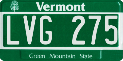 VT license plate LVG275