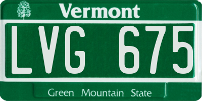 VT license plate LVG675