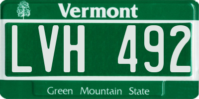 VT license plate LVH492