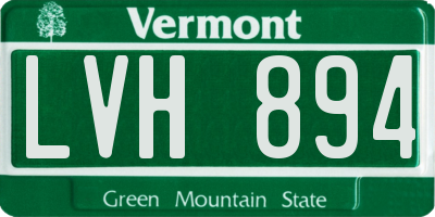 VT license plate LVH894