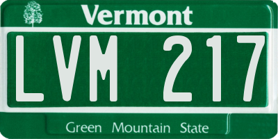 VT license plate LVM217