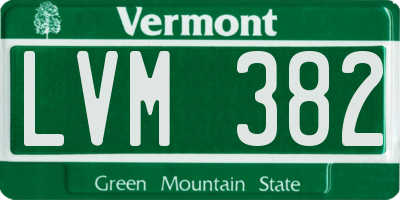 VT license plate LVM382