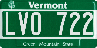 VT license plate LVO722