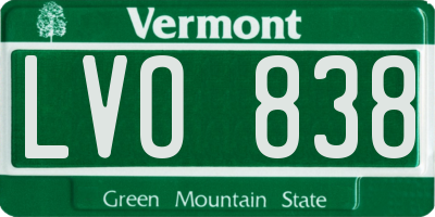 VT license plate LVO838