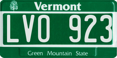 VT license plate LVO923