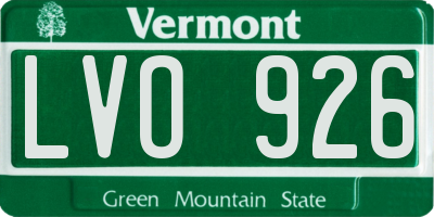 VT license plate LVO926