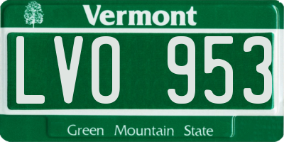 VT license plate LVO953