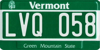 VT license plate LVQ058