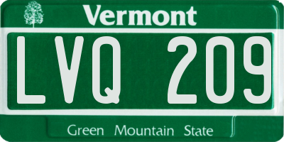 VT license plate LVQ209