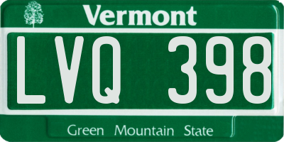 VT license plate LVQ398