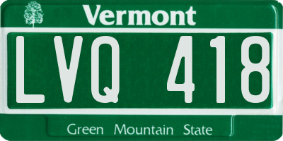 VT license plate LVQ418