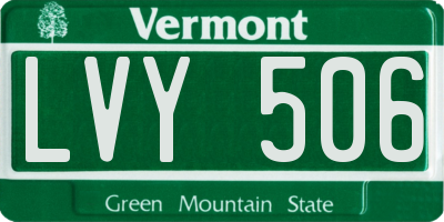 VT license plate LVY506