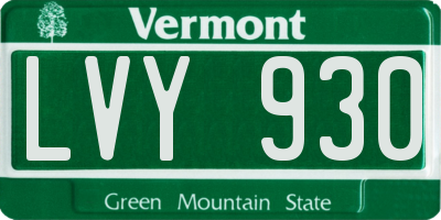 VT license plate LVY930