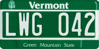 VT license plate LWG042
