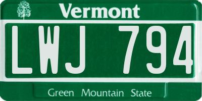 VT license plate LWJ794