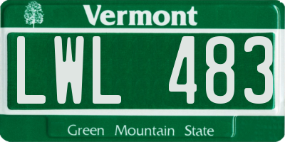 VT license plate LWL483