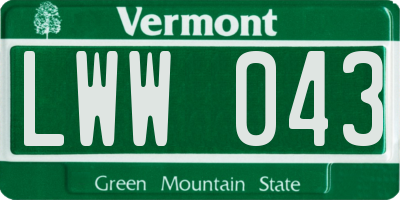 VT license plate LWW043