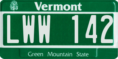 VT license plate LWW142