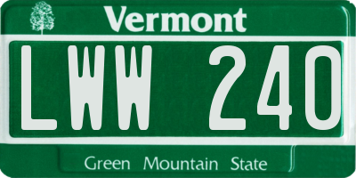VT license plate LWW240