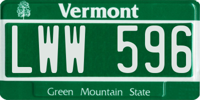 VT license plate LWW596