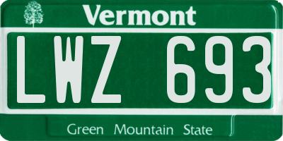 VT license plate LWZ693