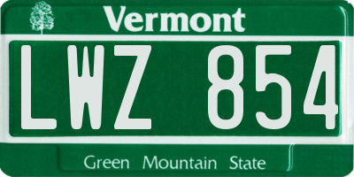 VT license plate LWZ854