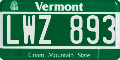 VT license plate LWZ893