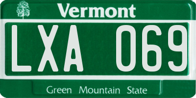 VT license plate LXA069