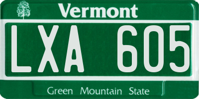 VT license plate LXA605