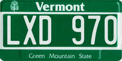 VT license plate LXD970