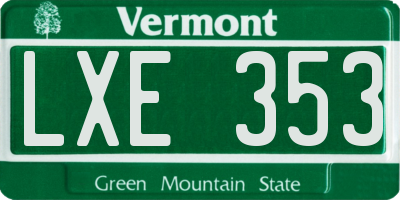 VT license plate LXE353