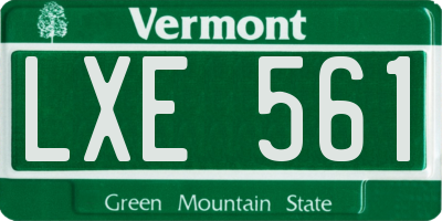VT license plate LXE561