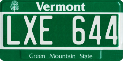 VT license plate LXE644
