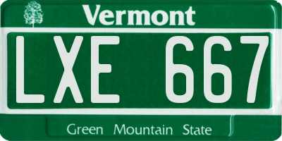 VT license plate LXE667